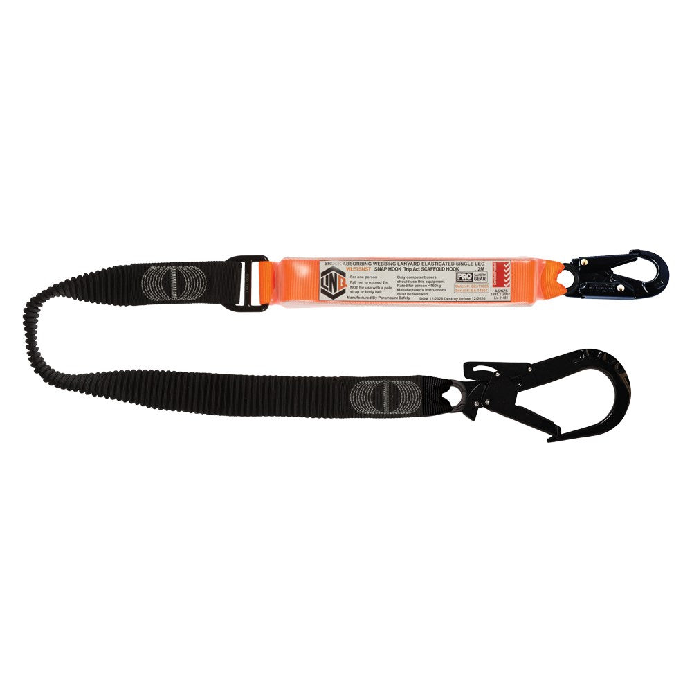 Linq Lanyard Single Elasticated 1 x Snap Hook / 1 x DA Scaff Hook 1.85m