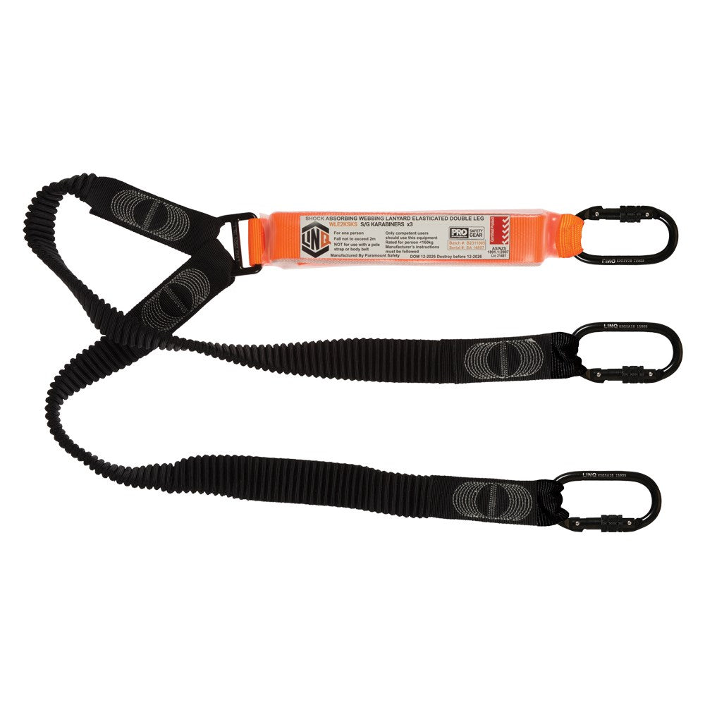 Linq Lanyard Double Elasticated 1 x SG Karabiner / 2 x DA Karabiners 1.85m