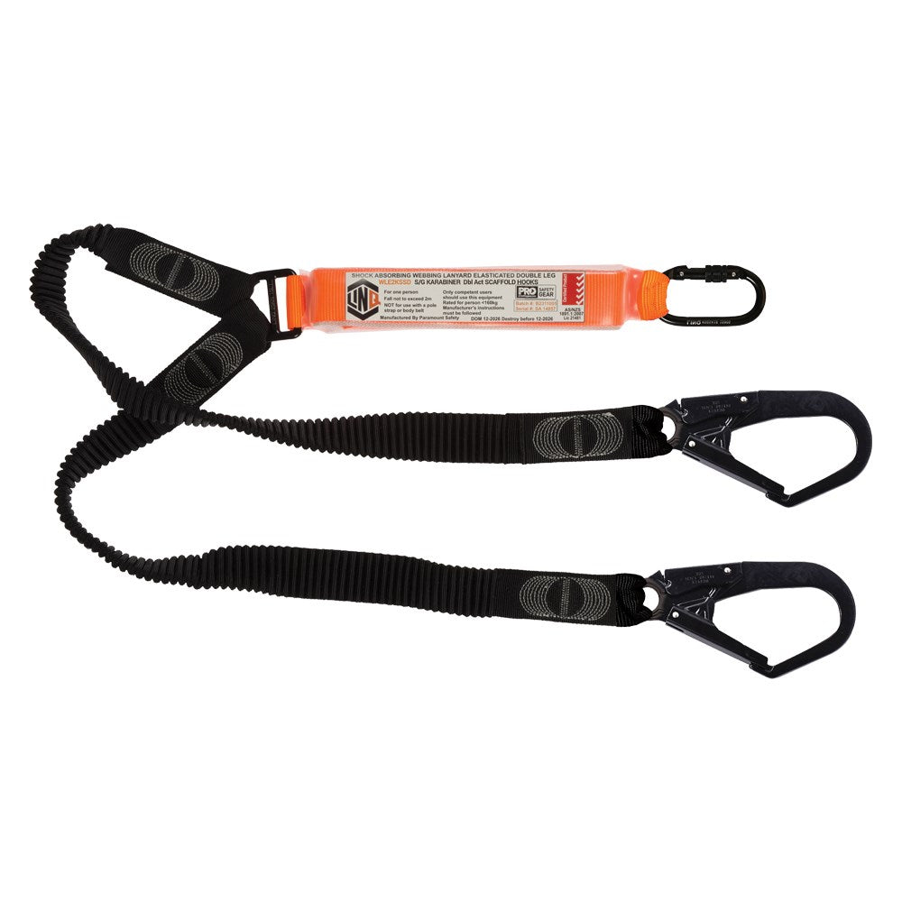 Linq Lanyard Double Elasticated 1 x SG Karabiner / 2 x DA Karabiners 1.85m
