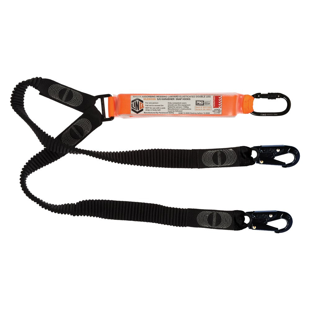 Linq Lanyard Double Elasticated 1 x SG Karabiner / 2 x DA Karabiners 1.85m