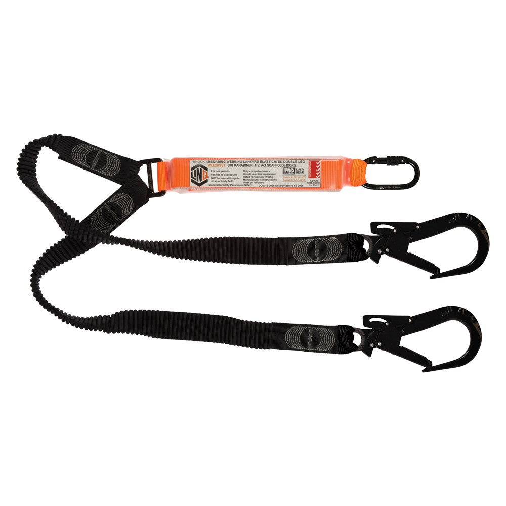 Linq Lanyard Double Elasticated 1 x SG Karabiner / 2 x DA Karabiners 1.85m