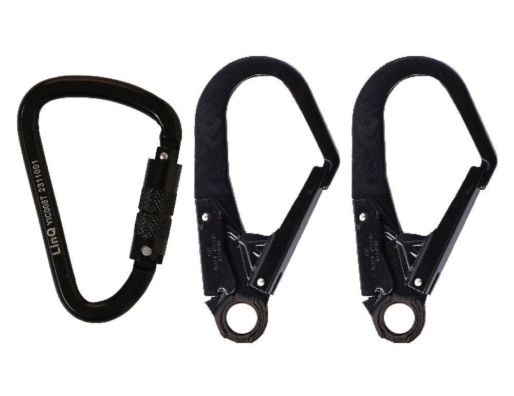 Linq Lanyard Double Elasticated 1 x TA Karabiner / 2 x DA Scaff Hooks 1.85m