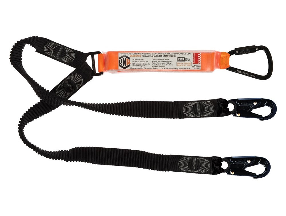 Linq Lanyard Double Elasticated 1 x TA Karabiner / 2 x DA Scaff Hooks 1.85m