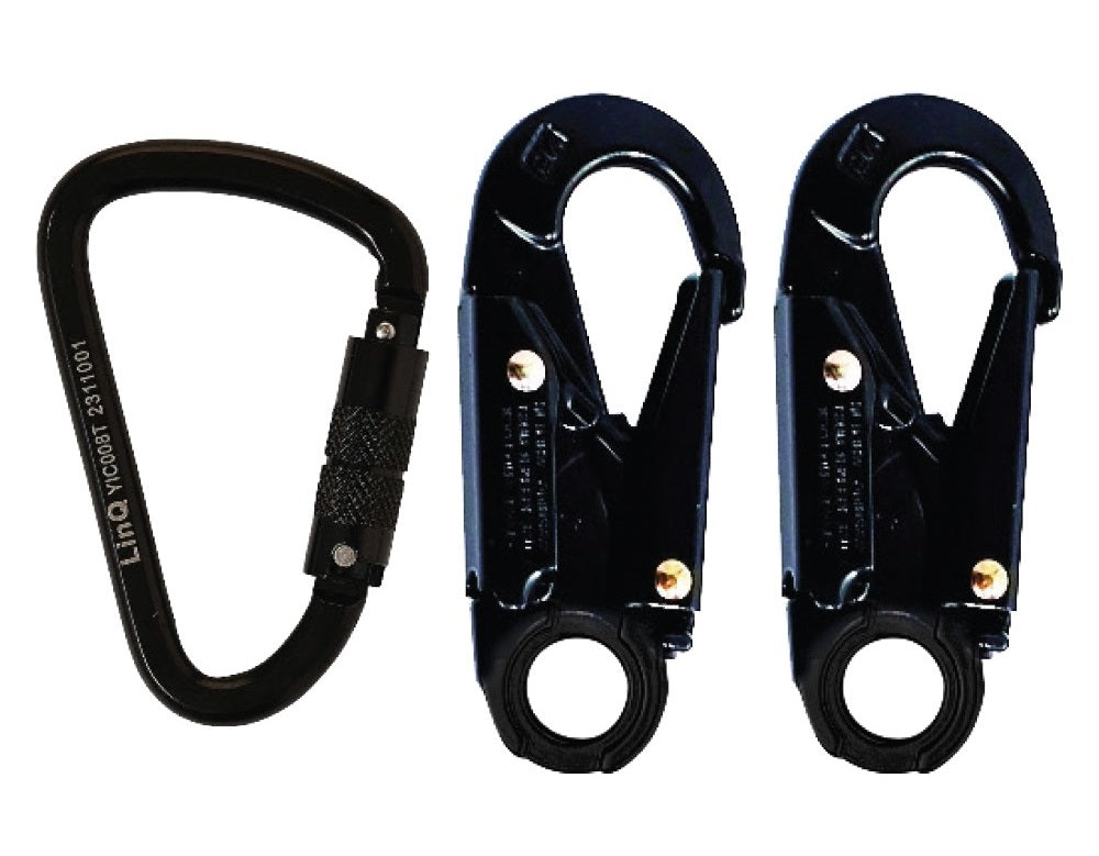 Linq Lanyard Double Elasticated 1 x TA Karabiner / 2 x DA Scaff Hooks 1.85m