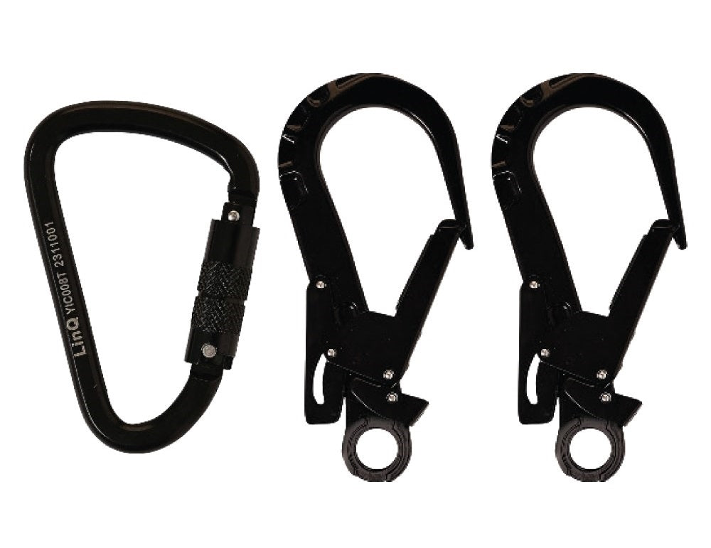 Linq Lanyard Double Elasticated 1 x TA Karabiner / 2 x DA Scaff Hooks 1.85m