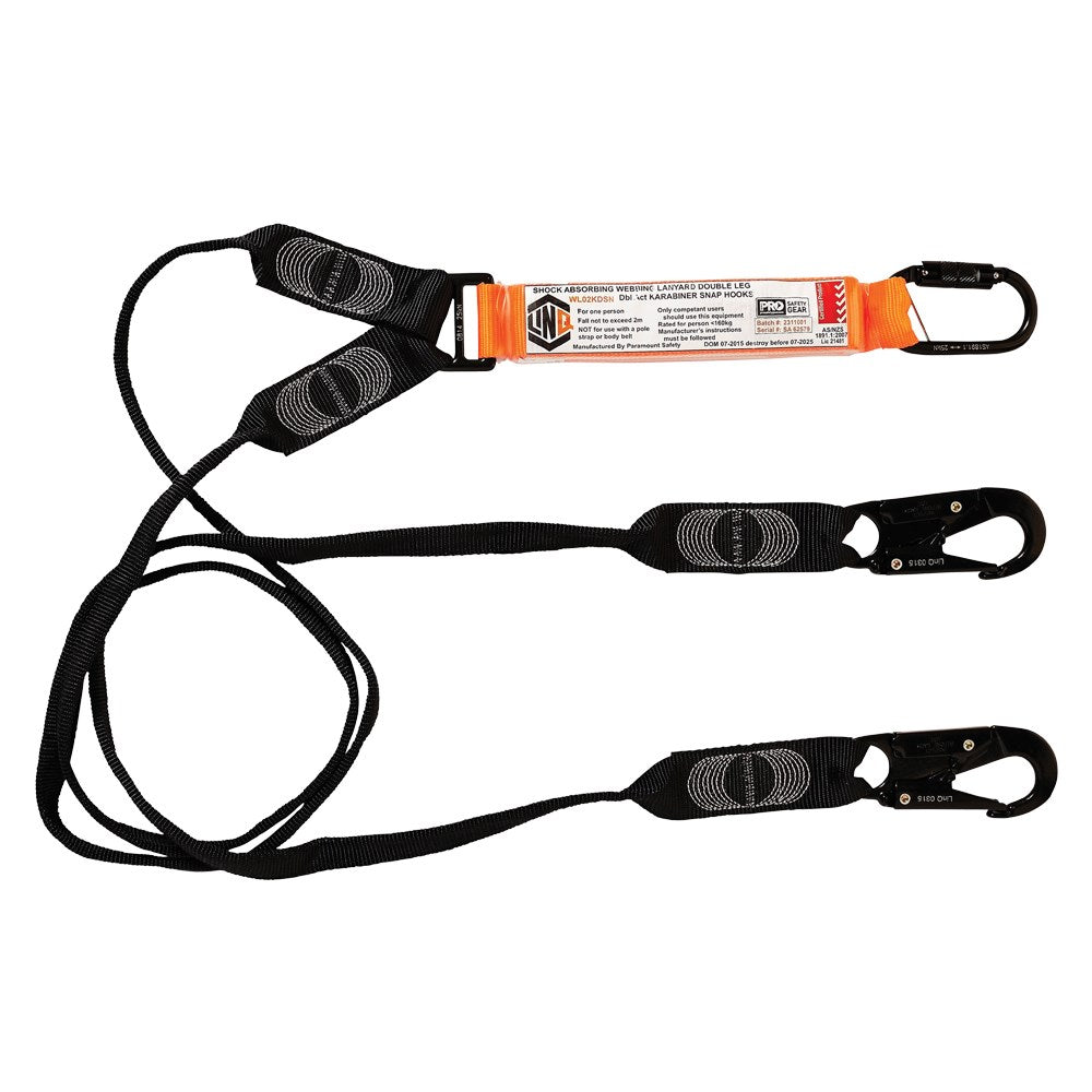 Linq Lanyard Double Webbing 1 x DA Karabiner / 2 x DA Scaff Hooks 2m