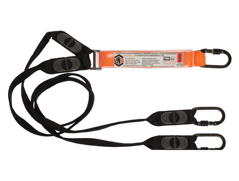 Linq Lanyard Double Webbing 1 x SG Karabiner / 2 x DA Karabiners 2m
