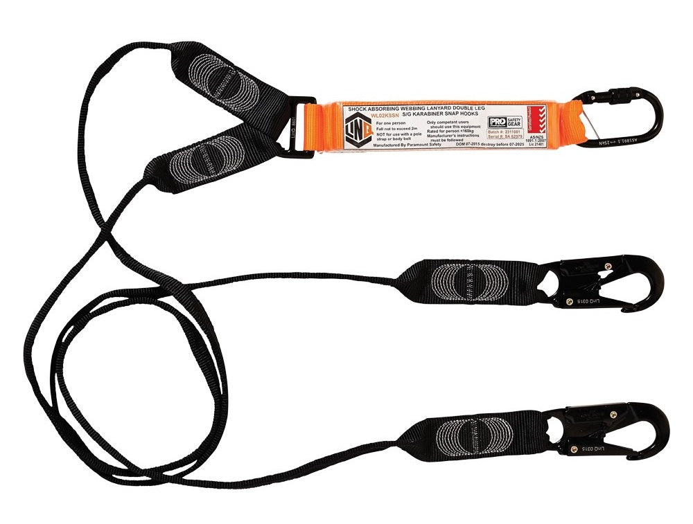 Linq Lanyard Double Webbing 1 x SG Karabiner / 2 x DA Karabiners 2m