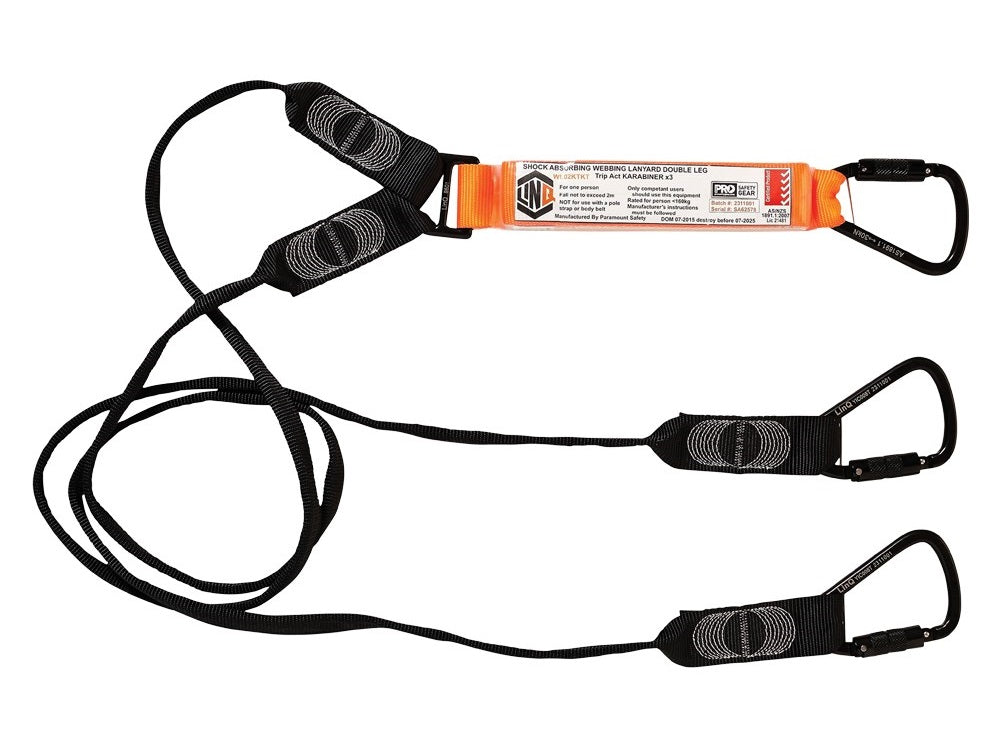 Linq Lanyard Double Webbing 1 x TA Karabiner / 2 x DA Scaff Hooks 2m