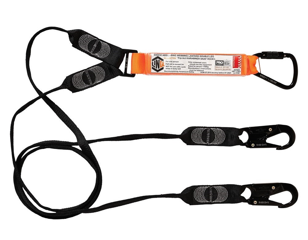 Linq Lanyard Double Webbing 1 x TA Karabiner / 2 x DA Scaff Hooks 2m