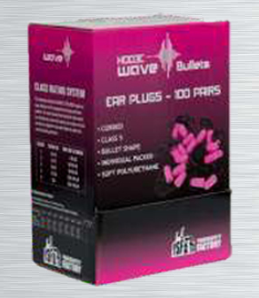 Wave Bullet Disposable Ear Plugs Corded 5/26dB 100pr/box