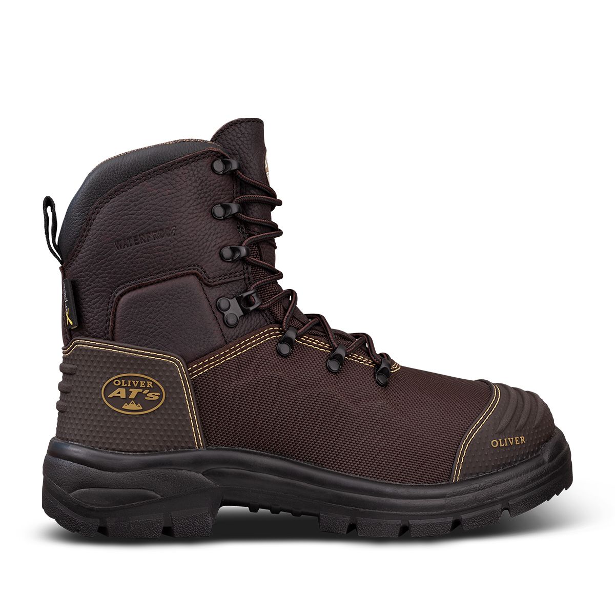 Oliver AT65-Series Lace-Up Mining Safety Boots with Bump Cap, Metatarsal Protection and Penetration Resistant Midsole