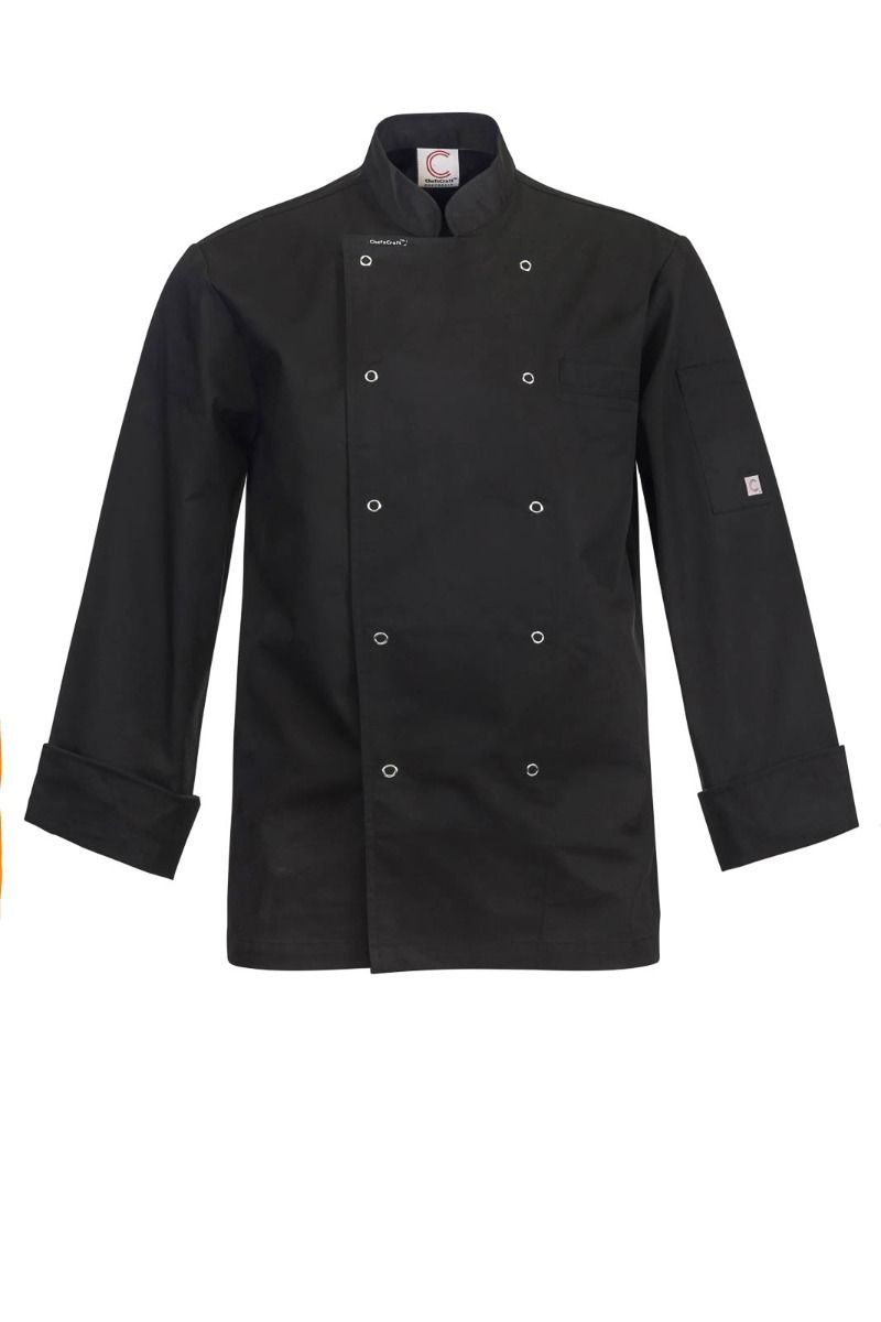 ChefsCraft Mens Executive Chefs Jacket with Press Studs LS 220g