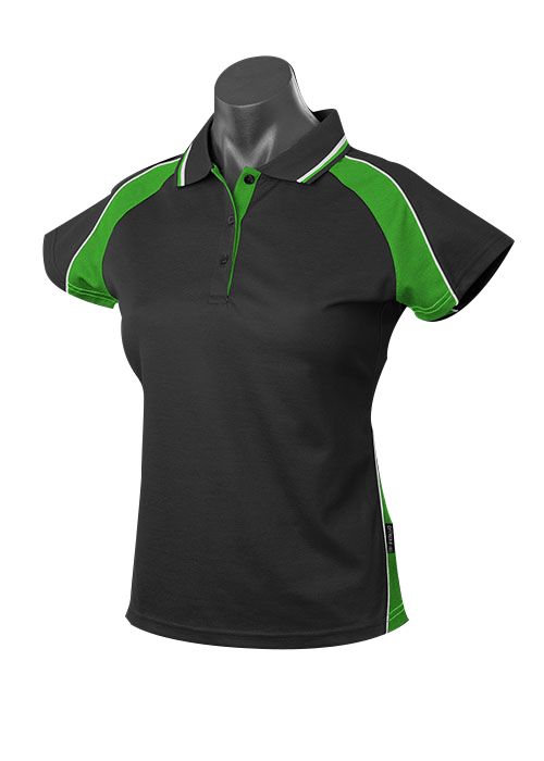 Aussie Pacific Womens Panorama ss Polo 180g Black/Red/White 10