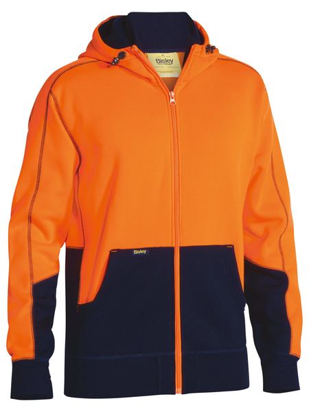 Fleece Bisley Hi Vis Full Zip Hoodie Poly 300g BK6819