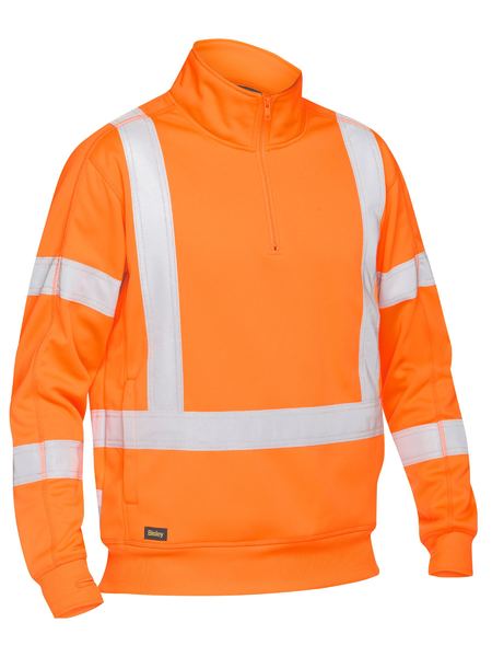 Fleece Bisley Hi Vis X-Taped 1/4 Zip Pullover Poly 300g BK6814XT