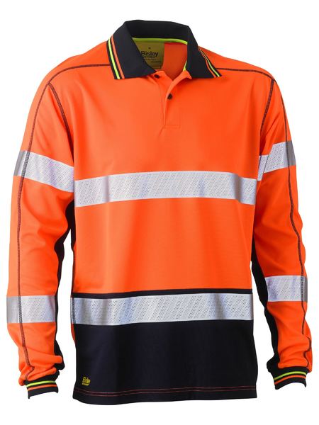Polo Bisley Hi Vis Taped Poly Mesh LS 140g BK6219T