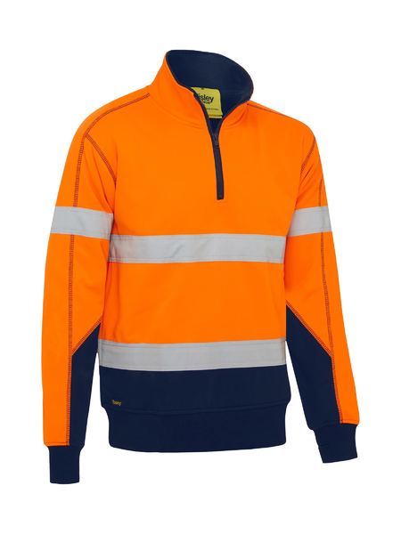 Fleece Bisley Hi Vis Taped 1/4 Zip Pullover Sherpa Poly 300g BK6987T