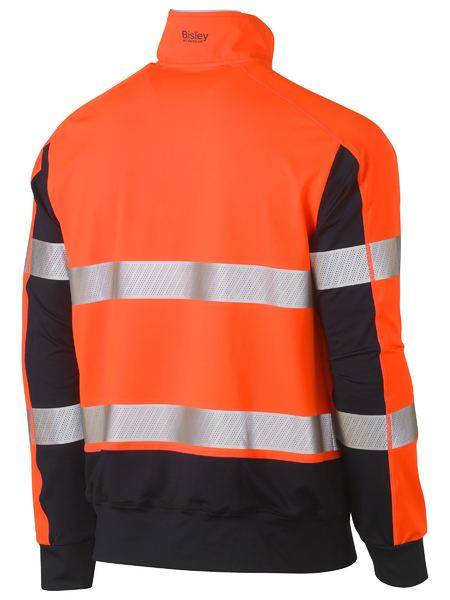 *** CLEARANCE *** Fleece Bisley Hi Vis Taped 1/4 Zip Stretch Pullover Poly/Spandex 250g BK6817T