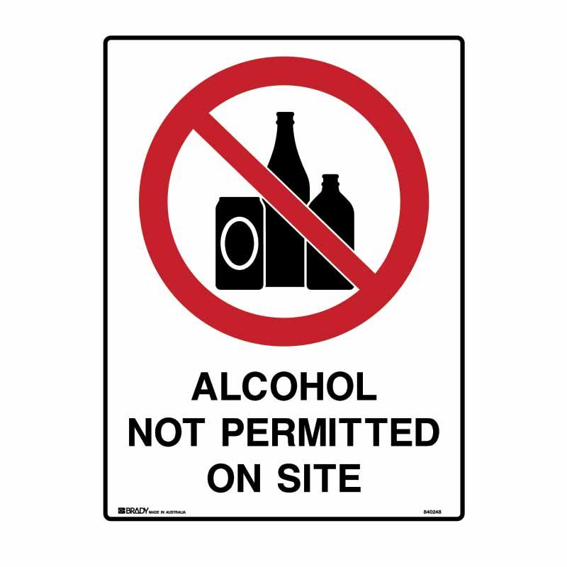 Sign (Prohibition) Alcohol Not Permitted On Site Fl 450x600