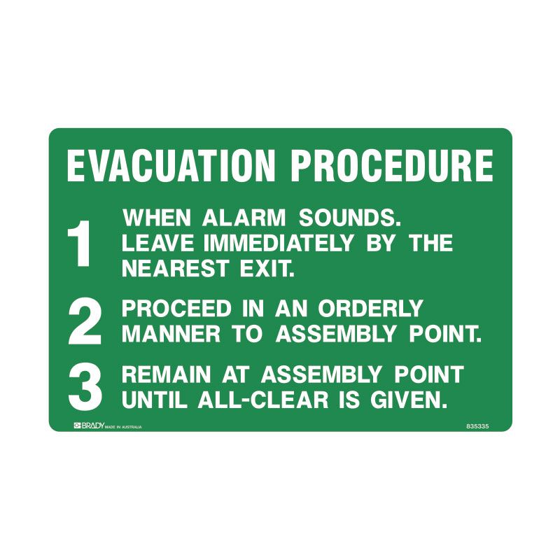 Sign (Emergency) Evacuation Procedure 123 M 450x300