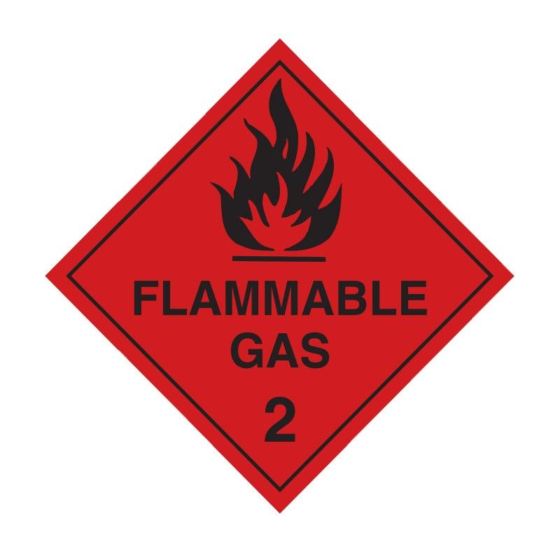 Sign DG Flammable Gas 2 (Black) ss 200sq