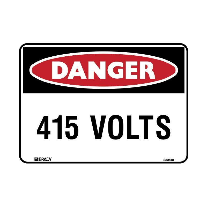 Sign Danger 415 Volts ss 180x250