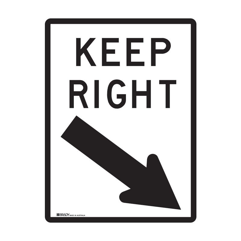 Sign (Traffic) Keep Right (Right Arrown Down) (R2-3) Refac1 450x600