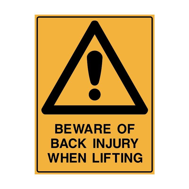Sign (Warning) Beware of Back Injury When Lifting M 450x600