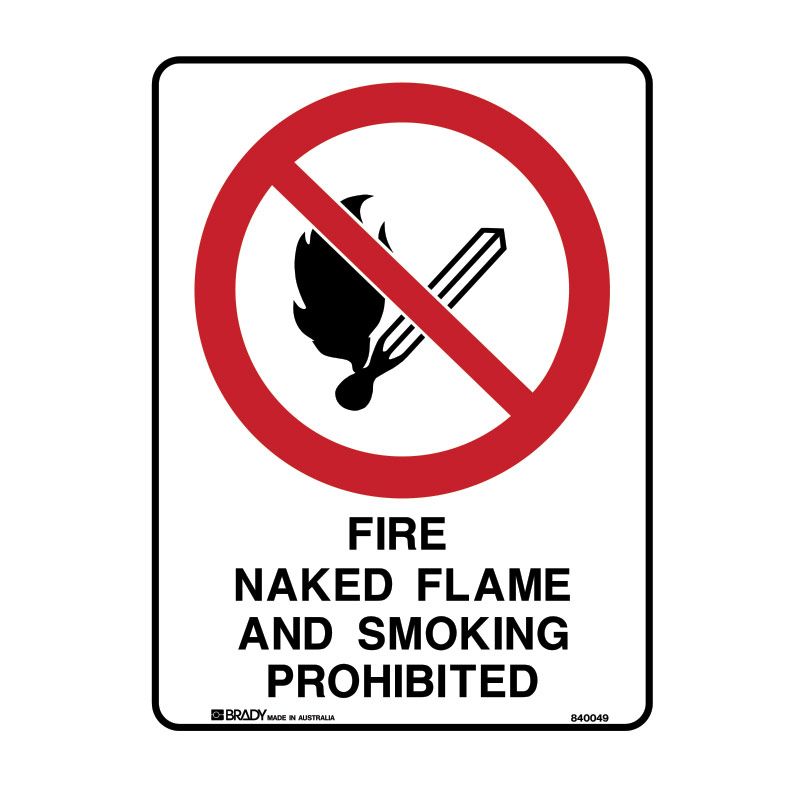 Sign (Prohibition) Fire Naked Flame & Smoking Prohibited M 225x300