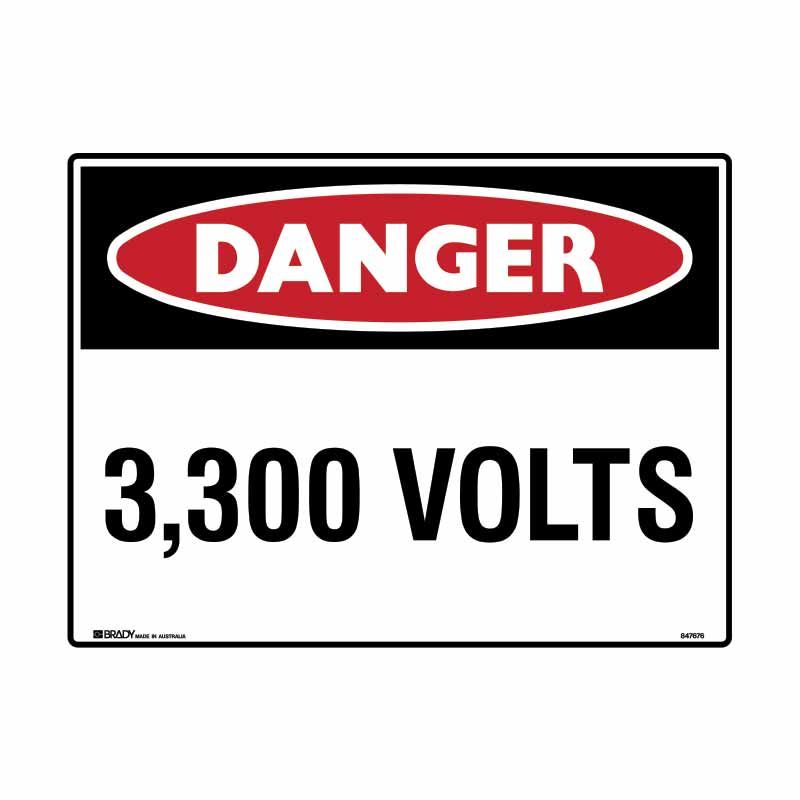 Sign Danger 3300 Volts C1 refm 600x450