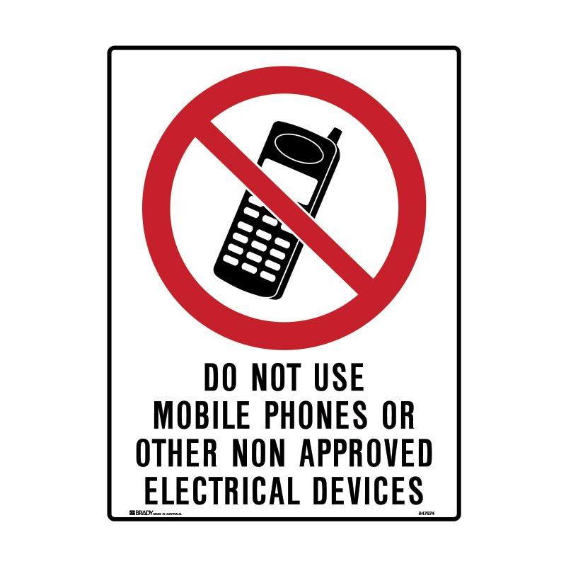 Sign (Prohibition) Do Not Use Mobile Phones M 225x300