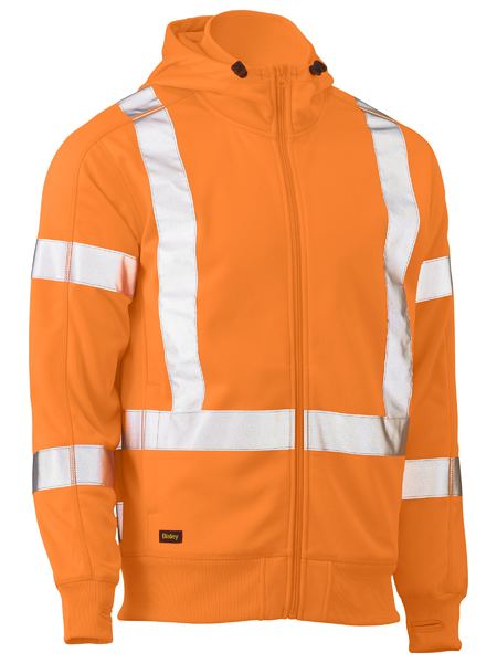 Fleece Bisley Hi Vis X-Taped Full Zip Hoodie Poly 300g BK6819XT