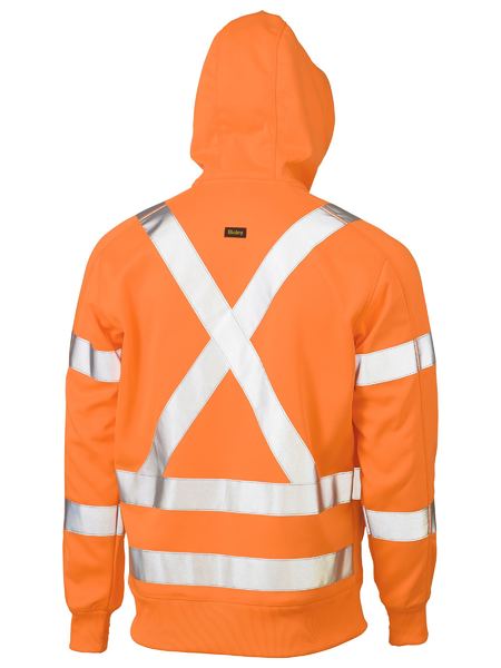 Fleece Bisley Hi Vis X-Taped Full Zip Hoodie Poly 300g BK6819XT