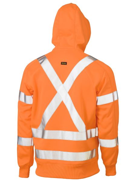 Fleece Bisley Hi Vis X-Taped Full Zip Hoodie Poly 300g Orange 2XL